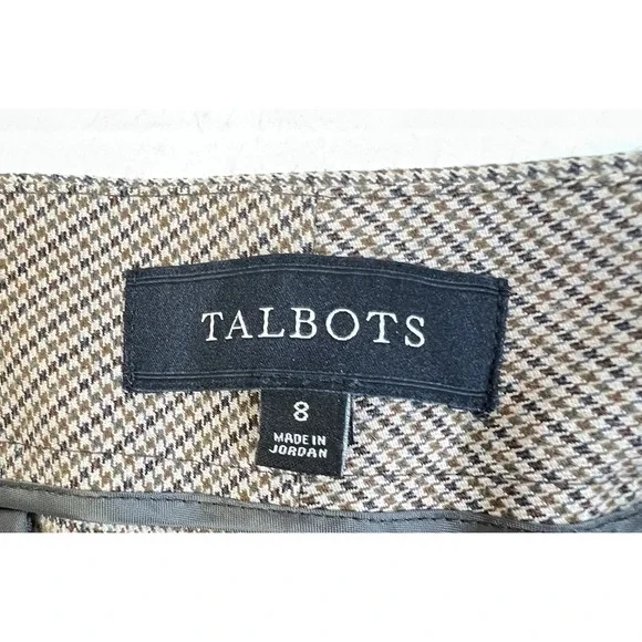 Talbots Heritage Career Pants Women 8 Tan Green Poly Wool Blend Cuffed Work - Picture 3 of 10